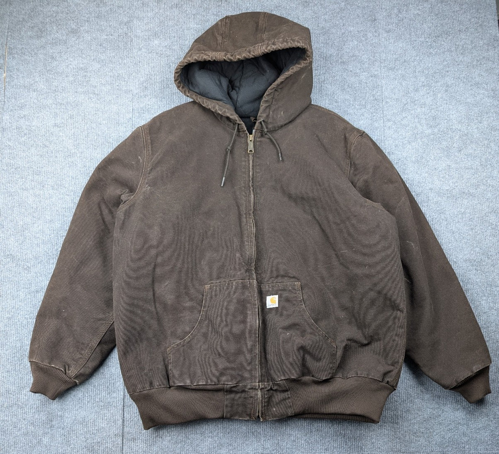 Carhartt Duck Canvas Jacket Womens XXL WJ130 DKB Utility Work Wear Hooded Y2K